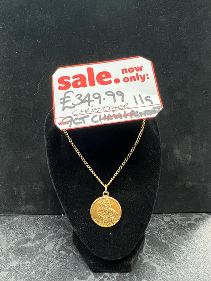 9ct Gold Chain and St Christopher Pendant, 11g