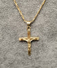 9ct Solid Gold Cross Pendant & 24 Inch Open Curb Chain