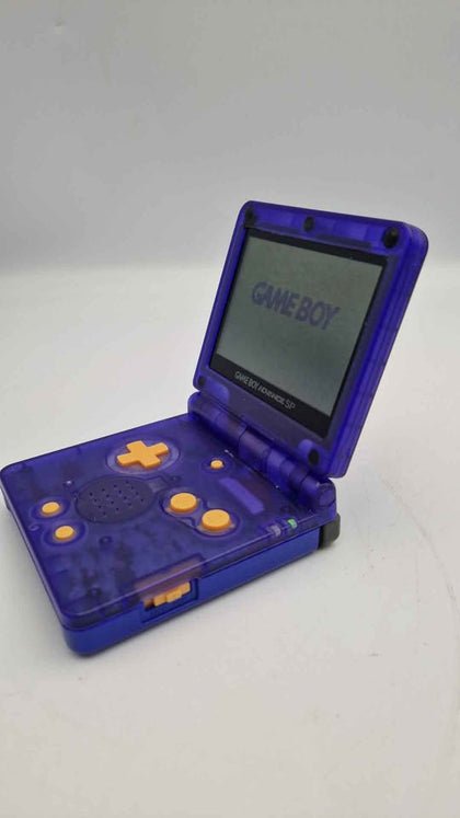 Nintendo Gameboy Advance SP IPS Screen - Transparent Purple - Unboxed With Generic Charger