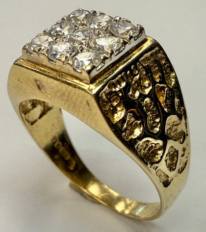 9ct signet ring with cz stones size T