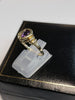 9ct Yellow Gold Ring with Purple Teardrop Stone - Size N - 1.78g total - Hallmarked