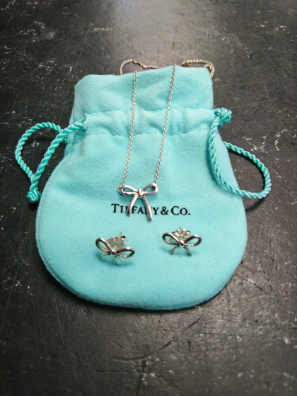 Tiffany and Co Bow Set Necklace and Bow Earrings