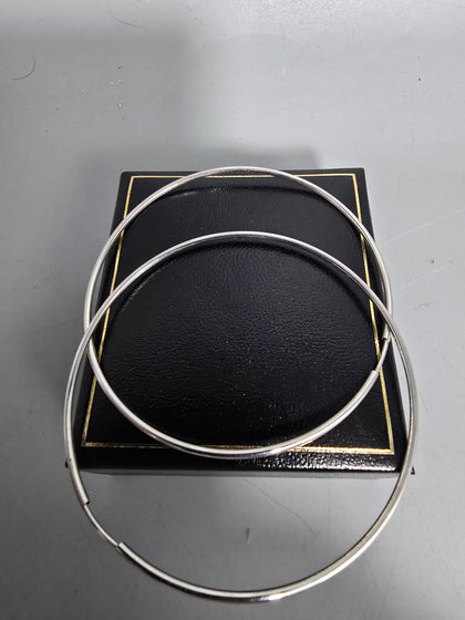 9ct White Gold Hoop Earrings 2.2G