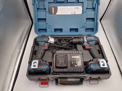 Erbauer Cordless 12V EXT Brushless Impact Driver & Combi Drill Kit With 2x 3.0ah Batteries & Charger *LIKE NEW**