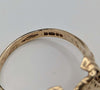 375 9CT HALLMARKED, YELLOW GOLD, HORSE SHOE AND HORSE DESIGN, SIZE:V, 4.5G, BOXED