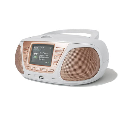 Azatom Zenith Z4 DAB/DAB+ CD Player - FM Radio - Bluetooth - Stereo Speaker System - Clock - USB Charger - USB Player (White)