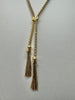 9ct yellow gold double tassle necklace 17"