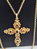 9ct Yellow Gold Belcher Chain Necklace With Filigree Cross Pendant - 10.39 Grams - 24" Long
