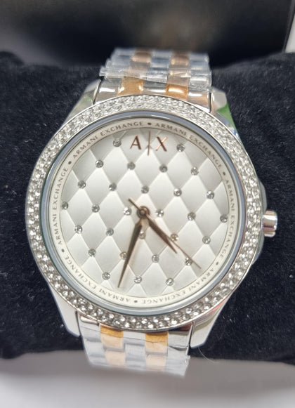 Armani Exchange AX5249 Women's Bracelet Strap Watch, Silver/Rose Gold