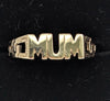 375 9CT HALLMARKED, YELLOW GOLD, MUM RING ON BAND, Size T, 1.71G, Boxed