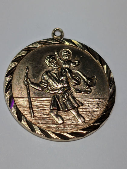 LARGE 9CT GOLD ST CHRISTOPHER PENDANT 9.25G PRESTON STORE