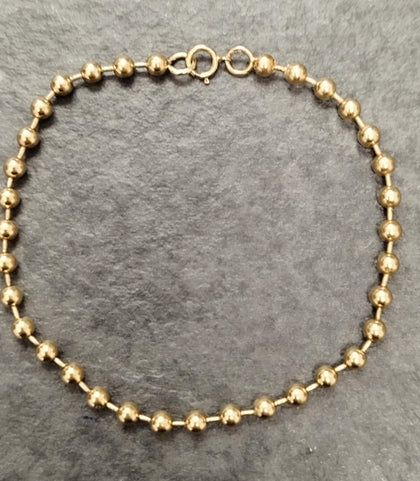 9ct Yellow Gold Bobble Bead and Bar Bracelet 8