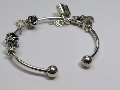 Silver Pandora Bangle with Charms