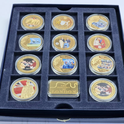 Set of Commemorative Coins in Display