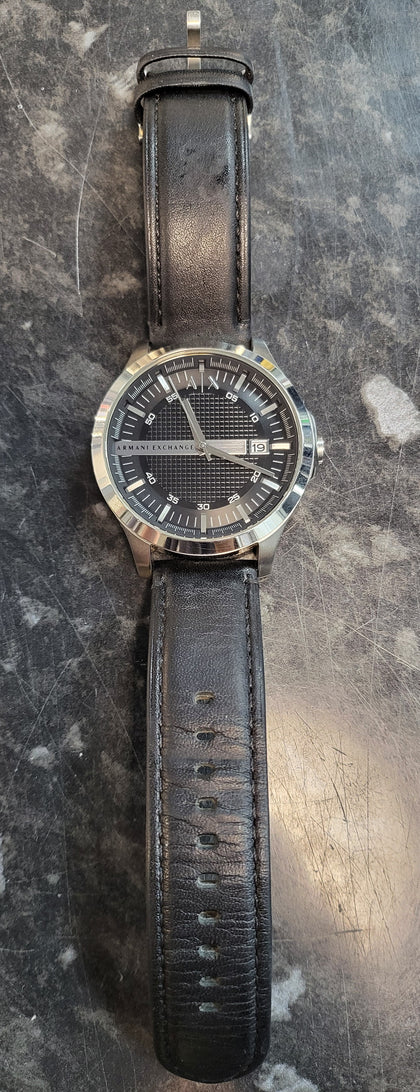 Armani Exchange AX2101 Men's Black Leather Strap Watch