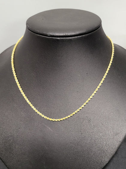 9ct Yellow Gold Narrow Rope Chain - 16