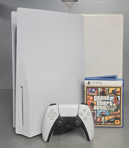 Sony Playstation 5 Disc Console, 825GB, White, Boxed + GTA 5