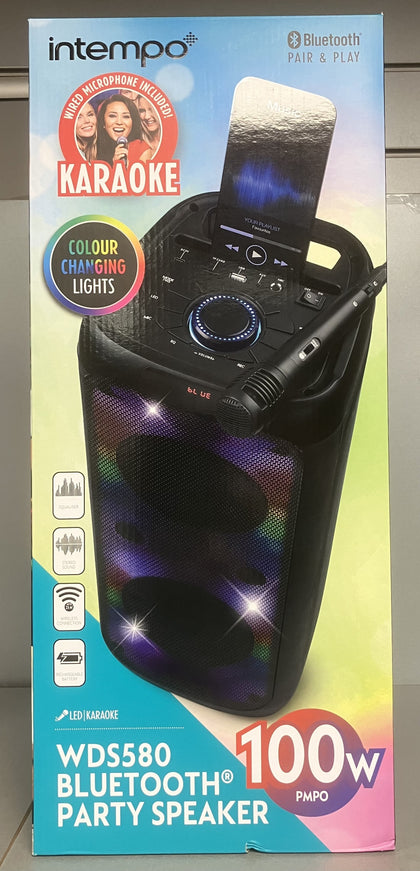 ** Collection Only ** Intempo Wireless Bluetooth Party Trolley Speaker LED Lights Microphone