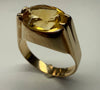 9CT GOLD RING WITH YELLOW STONE SIZE L