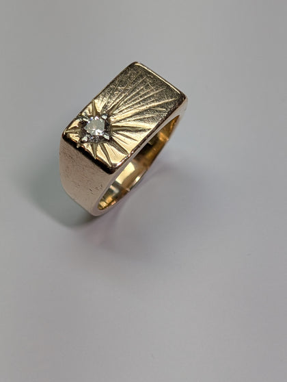 9ct Gold Diamond Block Ring