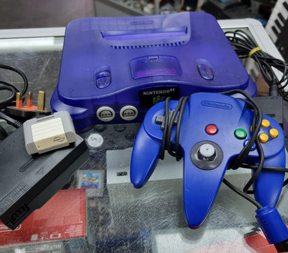 Nintendo 64 Console, Grape Purple with controller and leads