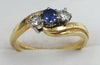 18ct Gold Diamond + Sapphire Ring Size K