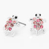 Claire's Silver-Tone Embellished Turtle Stud Earrings | Pink