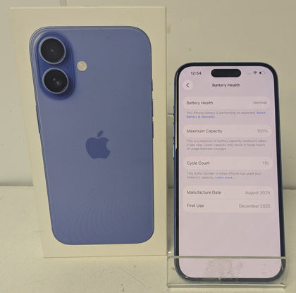 Apple iPhone 16 128GB - Unlocked *100% Battery Health*, *110 Cycle Count*