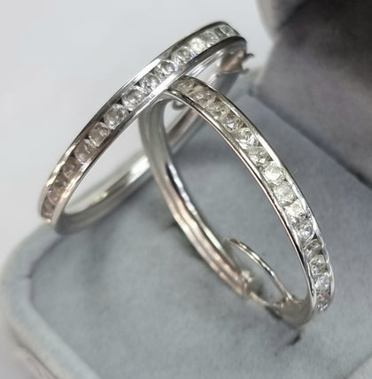 9ct White Gold Hoop Earrings