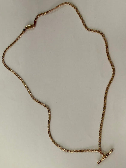 9CT Gold T-Bar & Figure of Eight Chain 18”