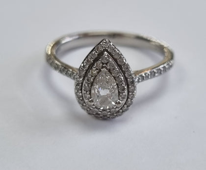 18ct white gold pear diamond  0.60ct ring size n1/2