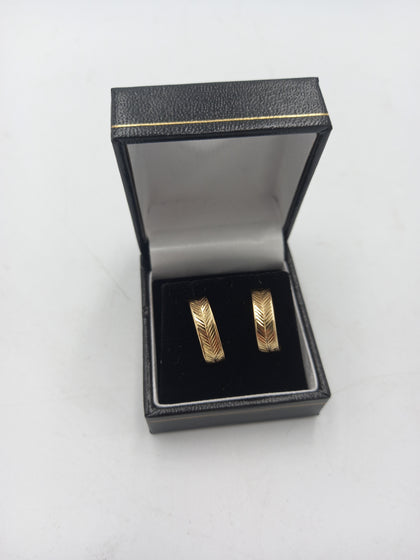 9CT Gold Pattern Earrings, Hallmarked 375 - 0.7Grams  - BOXED