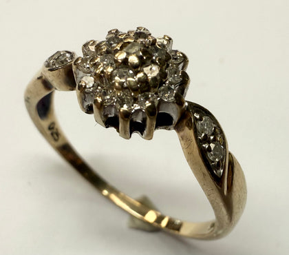 9ct gold cluster ring size S