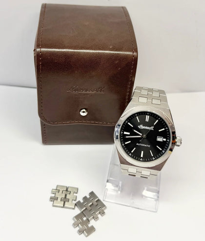 Ingersoll 1892 The Rider Men's Automatic Black Dial Silver Tone Stainless Steel Bracelet Watch