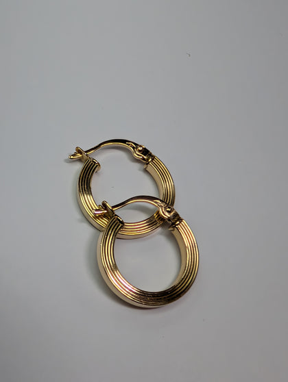 18ct Gold patterned Hoop Earrings