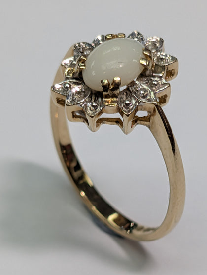 9ct Gold Diamond  & Opel Ring