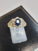 9ct Yellow Gold Ring with Blue & Clear Stones - Size P - 3.74G - Hallmarked