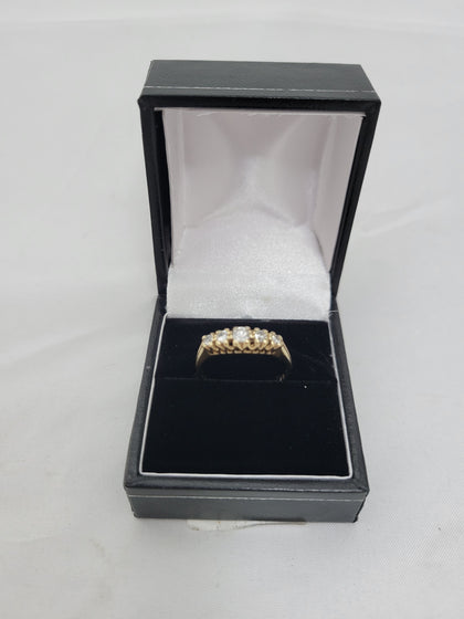 9K Gold Ring with Bright CZ Stones, Hallmarked 375, 1.96Grams , Size: O.