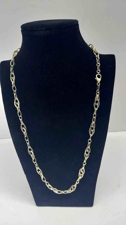 9ct Yellow Gold Mixed With 925 Sterling Silver Chain Necklace - 10.76 Grams - 22