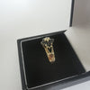 9K Gold Moissanite Black Flower Stone Ring, Love Heart Side Design, 375 Hallmarked, Size: J, 2.2Grams