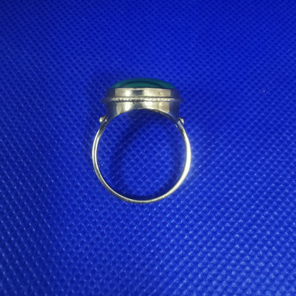 7.2g Hallmarked 9ct Yellow Gold Ring - Size T, Malachite Stone