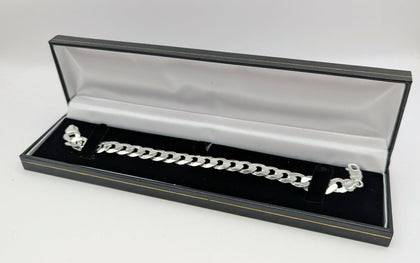 925 Silver Hallmarked, Heavy Curbed Bracelet with Lobster Lock, 8