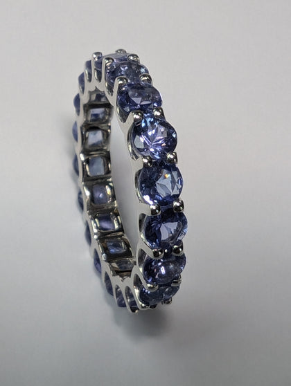 14CT WHITE GOLD RING WITH NATURAL TANZANITE PURPLE STONES PLUS CERTIFICATE AND OF AUTHENTICATION PRESTON STORE