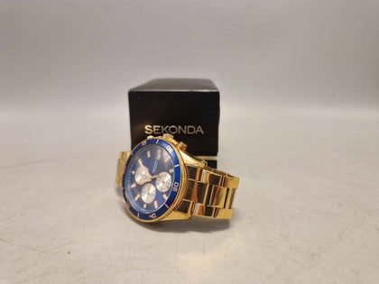 Sekonda Chronograph Blue Dial Rose Gold Bracelet Gents Watch 1141