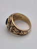 9ct Yellow Gold Blue Spinel College Ring (London university) - Size G - 4.55 Grams