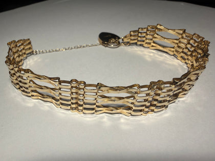 9CT Gold Multi-Row Gate Bracelet with Heart Clasp
