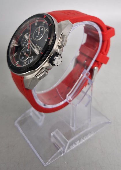 BOSS Watch with red rubber strap 40mm