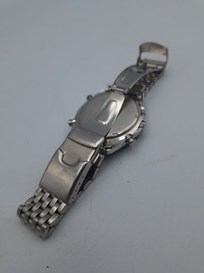 Seiko 7T32-7D19 mens quartz black dial stainless steel 1990s watch BOXED