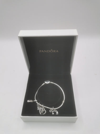 Pandora Bracelet with 4 Charms Hallmarked(ALE) Boxed