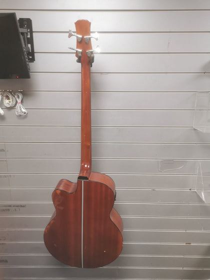 Lindo FMB-010 4 String Acoustic Bass - Natural Finish - dints in back of neck and loose wire inside